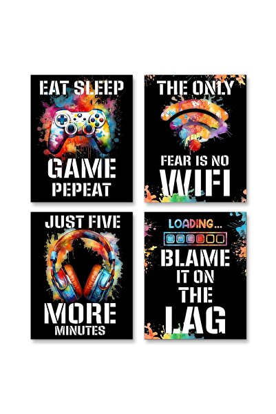 ALAYRA International مجموعة ديكور ألعاب الفيديو من ALAYRA، 4 قطع (8 × 10 بوصا...