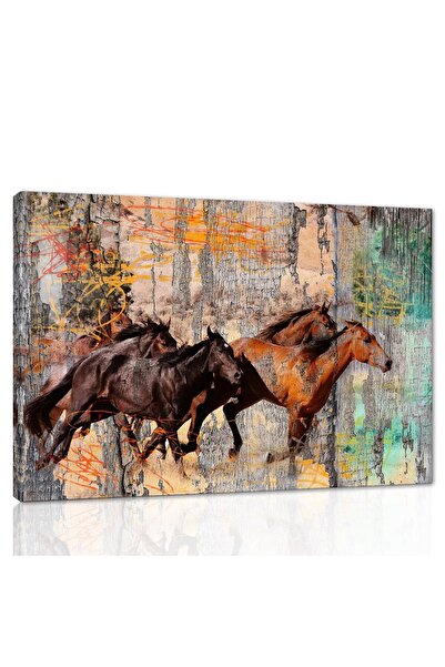 ALAYRA International لوحات فنية جدارية من قماش الكانفاس بتصميم خيول تجريد عتي...