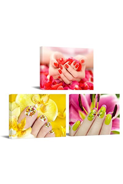ALAYRA International ألايرا - لوحة جدارية من ثلاث قطع، صور أظافر نسائية أنيقة...