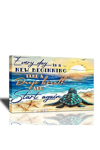 ALAYRA International ALAYRA Bathroom Wall Art Teal Sea Turtle Ocean Coast Sce...