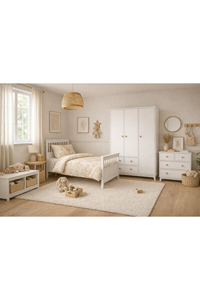 Koza %100 MDF Bonnie Bebek&Çocuk Odası ( 3 Kapılı Dolap & 4 Çekmeceli Şifonyer & 90x190 Yavrusuz Karyola)