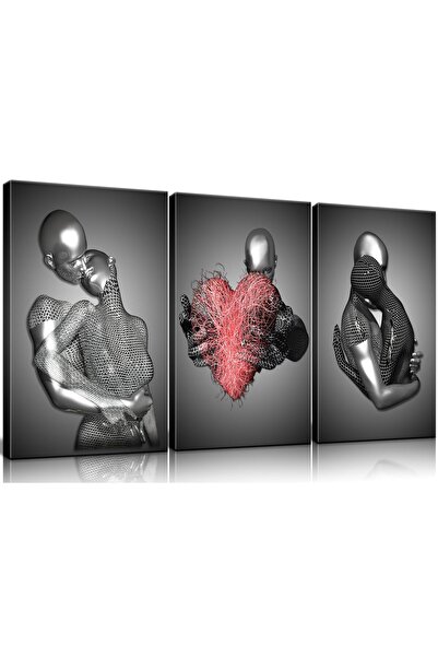 ALAYRA International ALAYRA Framed 3 Pcs Love Heart 3d Wall Art Metal Sculptu...