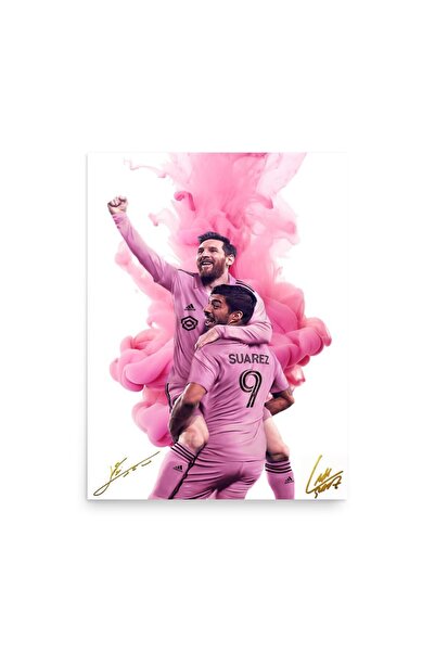 ALAYRA International ملصق ألايرا ليونيل ميسي ميامي سواريز لوحة جدارية مطبوعة على قماش ديكور منزلي