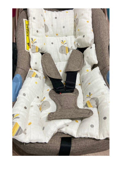 Ponchik % 100 Pamuk Müslin Puset Minderi ve Oto Koltuğu Minderi | Boncuk Sili...