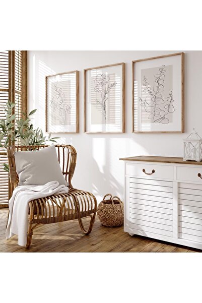 ALAYRA International لوحات جدارية مطبوعة برسومات نباتية محايدة من ALAYRA، ديكور جداري بسيط من القماش بنمط الزهور، لوحة جدارية بخطوط عتيقة