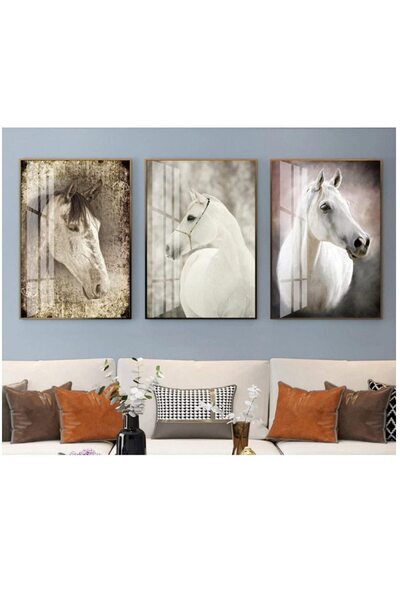 ALAYRA International ALAYRA Modern Animal White Horse Cute Animal Canvas Post...