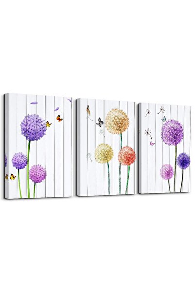 ALAYRA International لوحات جدارية مطبوعة على قماش من ALAYRA، مزينة بزهور بنفس...