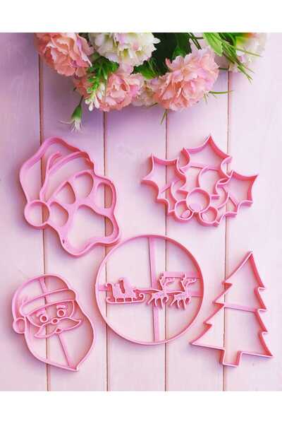 Lena Gift Store قالب عجين للكعك والحلوى لعيد الميلاد، مجموعة من 5 قطع