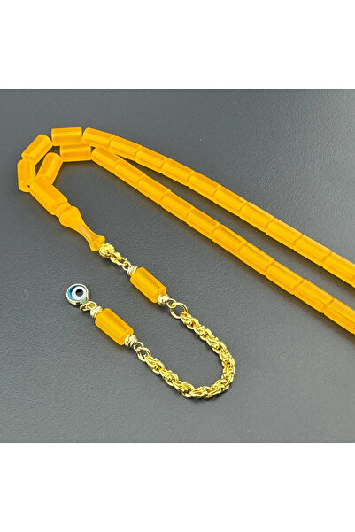 SUAT YEŞİLYURT Sarı Buğulu Hamur Altın Kaplama Gümüş Püsküllü Nazar Boncuğu D...