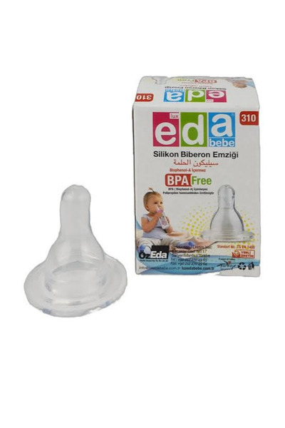 Eda Bebe No: 310 Lux 6 Adet Şeffaf Silikon Biberon Emziği Başlığı Antikolik & Bpa İçermez