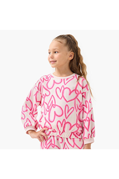 Juniors كنزة صوفية مطبوعة بالزهور برقبة دائرية