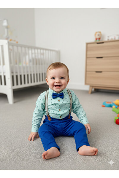 Harry&Millie Baby Boy Snap-On Shirt-Pants-Bow Tie-Suspender Set Baby Gift (1 ...