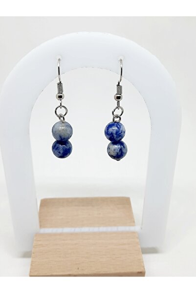 Kusakli أقراط من حجر السوداليت الطبيعي زوج واحد