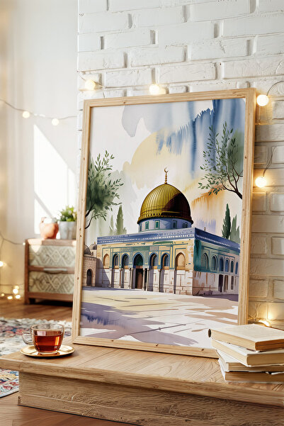 AKSU SANAT Mescid-i Aksa, Dini Kanvas Poster, Pastel Dini Poster, ÇERÇEVESİZ ...