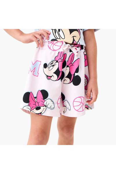 Disney شورت مطبوع عليه صورة ميني ماوس من ديزني مع رباط للإغلاق