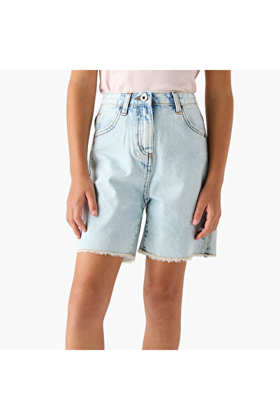 Juniors شورت جينز للبنات بقصة عادية