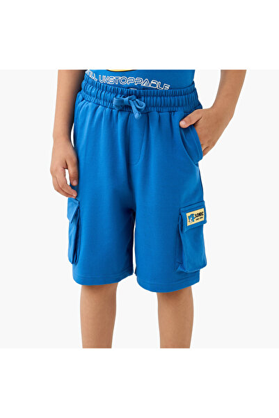 CPLG شورت كارجو مطبوع عليه صورة سونيك القنفذ مع رباط للإغلاق