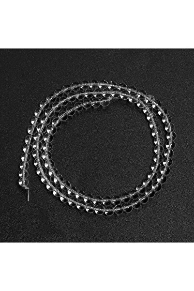 Choice خرز زجاجي شفاف أبيض مستدير، 4 مم (حوالي 95 قطعة)، خيط واحد لصنع المجوهرات