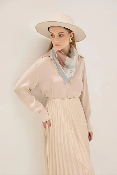 Maisa Lale Ti̇vi̇l Silk Scarf 90X90 cm - Powder Pink