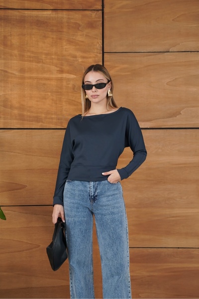 BELISTIL بلوزة نسائية أنيقة ذات ياقة قارب وأكمام طويلة