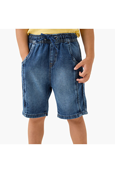 Juniors Denim Shorts with Drawstring Closure and Pockets