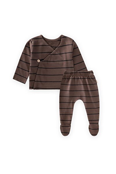 Cigit بأزرار على الجهتين مجموعة مخططة 0-6 أشهر مخططة بالمينك