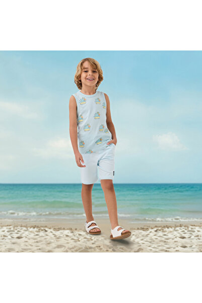 Juniors Slogan Applique Shorts with Drawstring Closure and Pockets