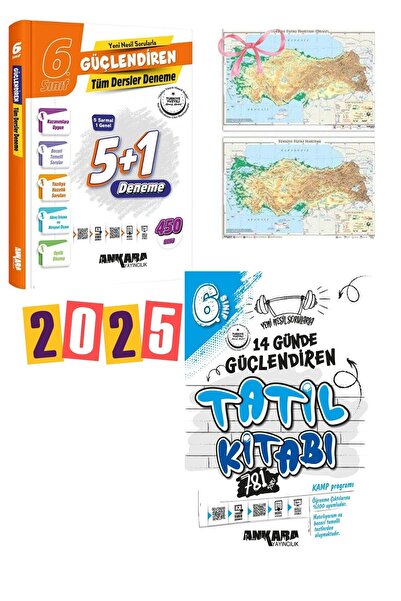 Ankara Yayıncılık Ankara Yay.Deneme5+1 deneme-tatil kitabı seti harita seti d...
