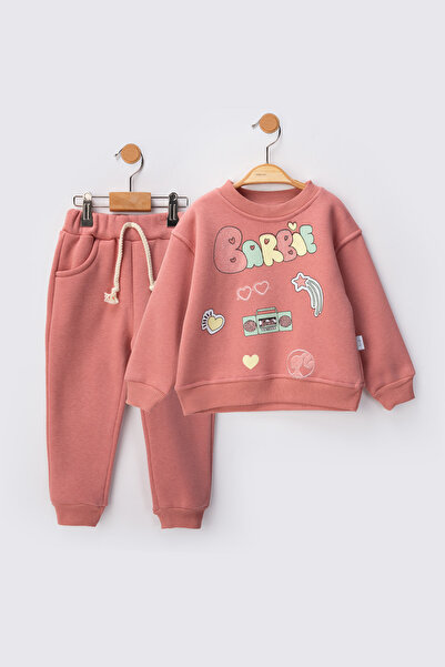 baby flamindo طقم بناتي مطبوع عليه نص فضي مكون من 3 خيوط