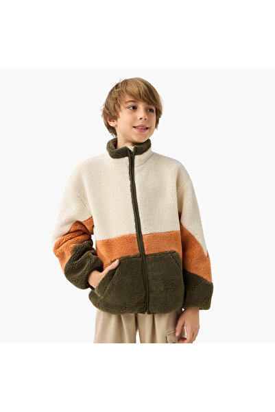 Juniors Panelled Zip Through Jacket with Long Sleeves