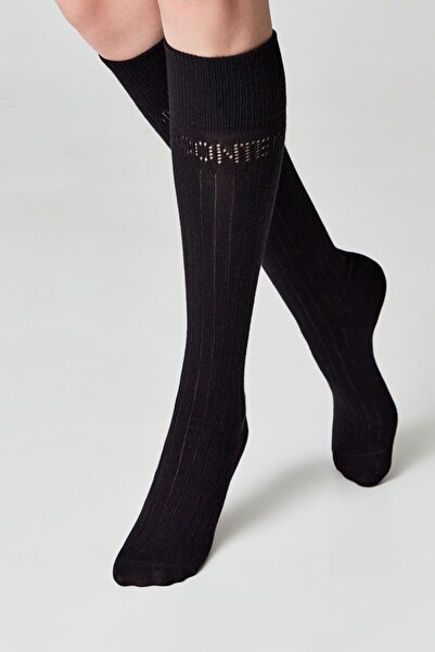 Conte Elegant Women's cotton socks, with Conte print, Conte Classic 006 - Black, 36-39 (23-25)