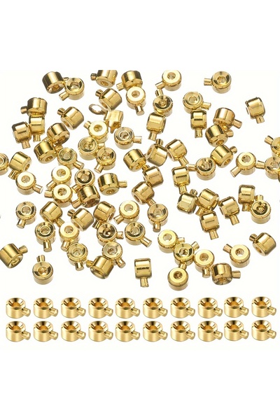 Choice1 Golden Color 20pcs 3x4mm pers Positioning Buckles Clasps w/Bead Caps ...