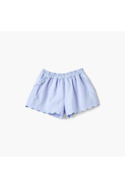 Juniors Floral Embroidered Shorts with Elasticated Waist