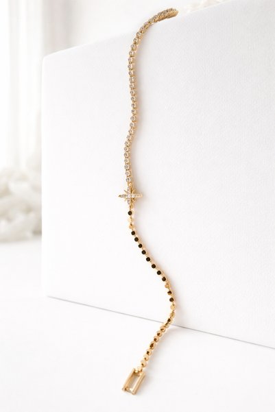 Minia Gold Color Elegant Women's Bracelet with Glitter Stone Detail |   Stylish & Minimal Design Does Not Tarnish