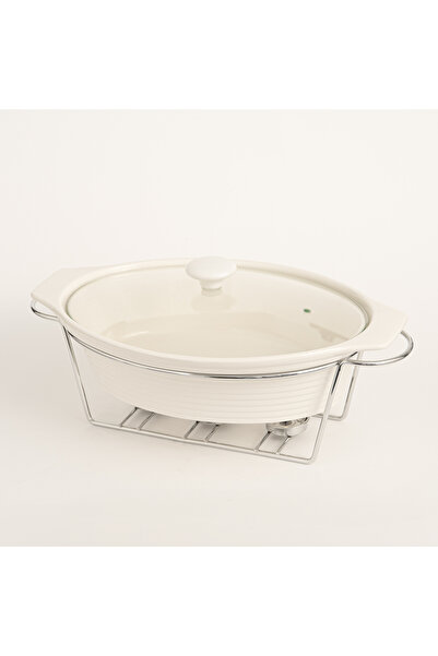 LA MESA Casserole With Candle Stand Silver 38 cm
