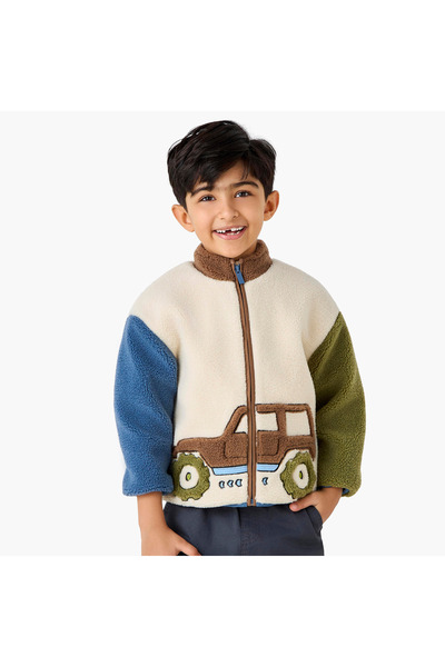 Juniors Truck Applique Fleece Jacket with Zip Closure