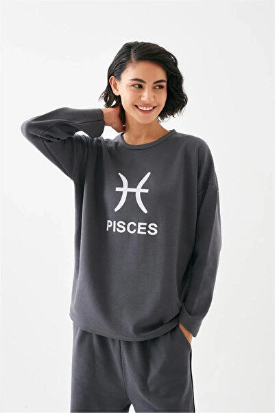 Beruflic Women's Smoked Pisces Oversized 2 Thread Tracksuit Home Wear Set