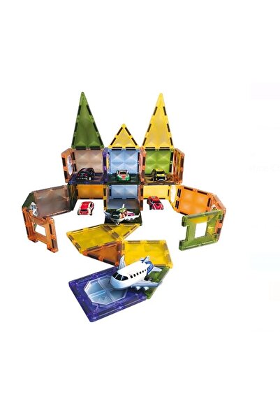 Lunix Cuburi Magnetice de Constructie cu Masini – Set 72 Piese Colorate pentr...