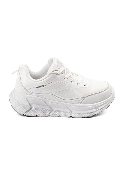 Benetton Women's White Simple Design Thick Sole Sports Sneaker Shoes