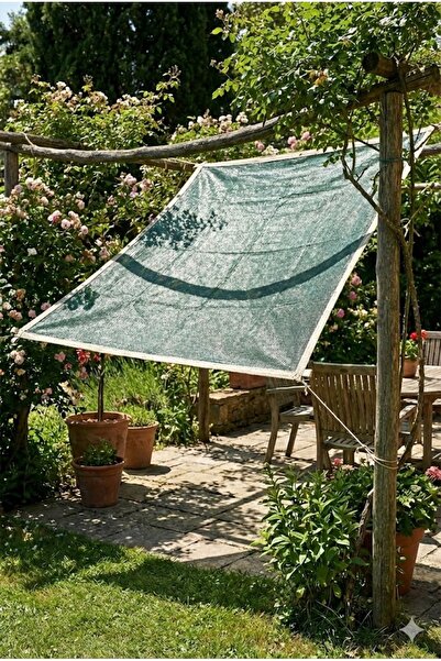 Branda Noktası Her Ölçüde Montaja Hazır %95 Koyu Yeşil Gölgelik - Çit Filesi - Şerit kolon ve Bağcıklı Balkon Tülü