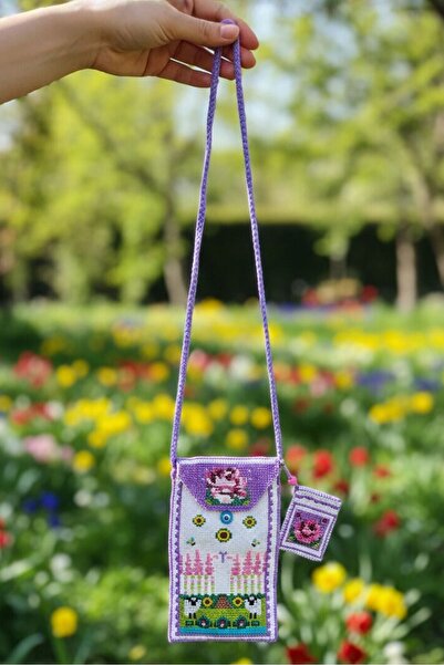 Uretti - Sibel 2453 8657 Handmade Nature-Themed Cross-Stitch Mini Crossbody Bag