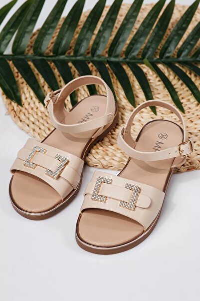 Zaira Sandale fete bej din piele ecologica Lila #21973