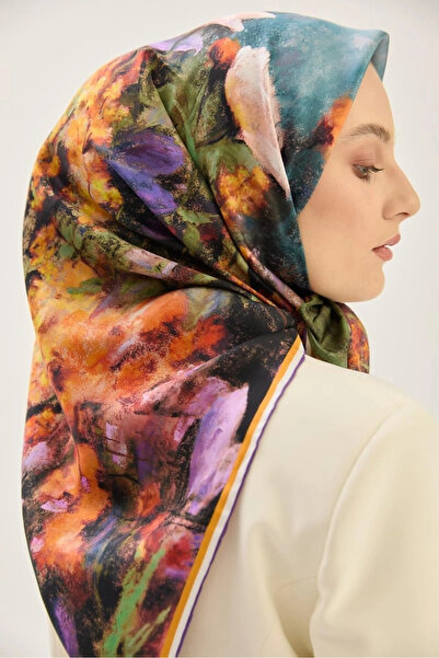 Maisa Benne Ti̇vi̇l Silk Scarf 90*90 cm - Orange
