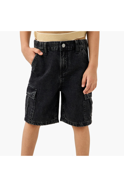 Juniors شورت جينز كارغو بأزرار وجيوب