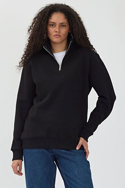 DeFacto Women's Half Zip Basic Sweatshirt