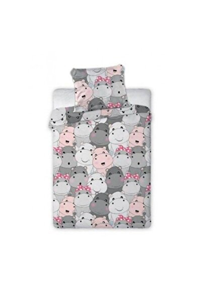 Faro Bedding Set for Crib, Faro, HIPCIO, Cotton, 2 Pieces, 100x135 cm, Gray/Pink
