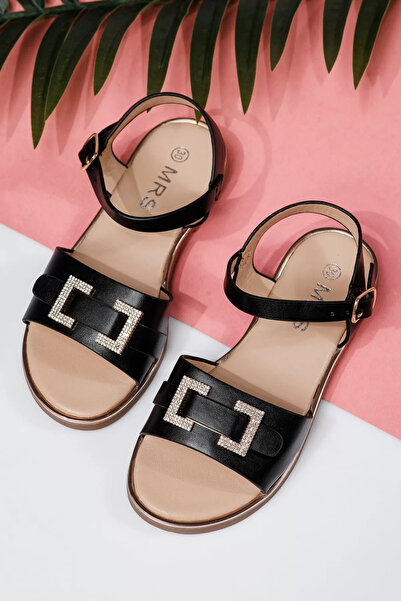 Zaira Sandale fete negre din piele ecologica Lila #21972