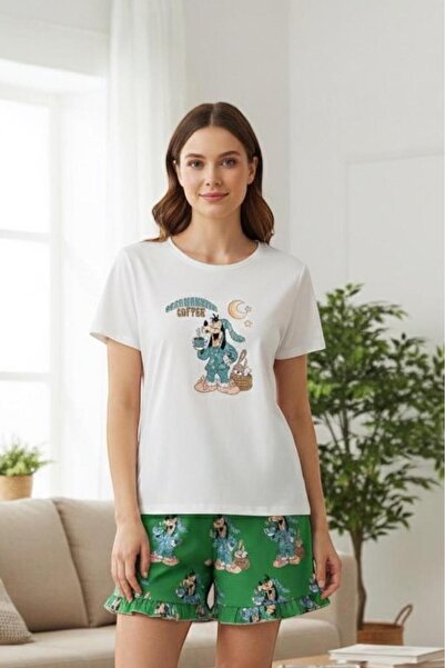 PEMBİŞ HOMEWEAR طقم بيجامة نسائي بأكمام قصيرة شورت-سيزم-10