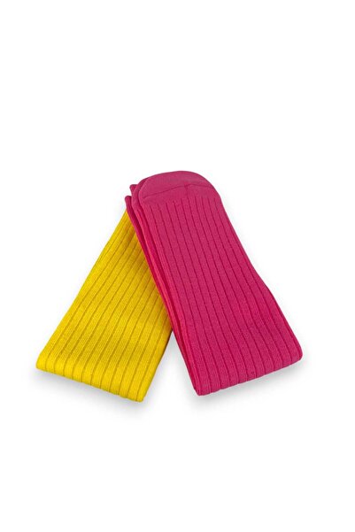 OEM Set of 2 no-heel socks for children and teens – yellow and pink, 3–12 years