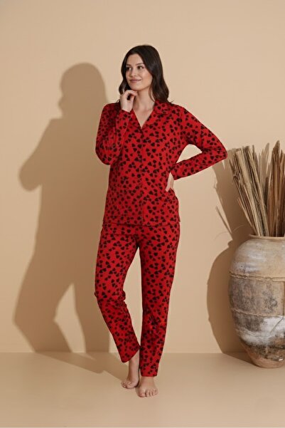victoria kiss New Year's Special Black Heart Red Pajama Set